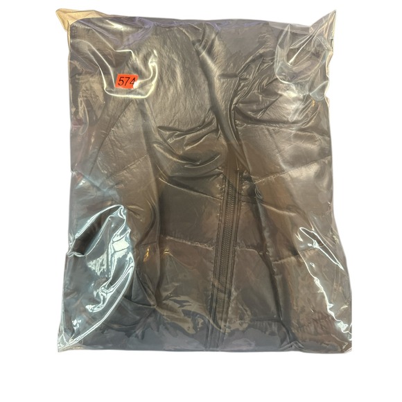 Lands End Black Puffer Vest Women's L Lightweight Full Zip Stand Collar Silver - Picture 7 of 7